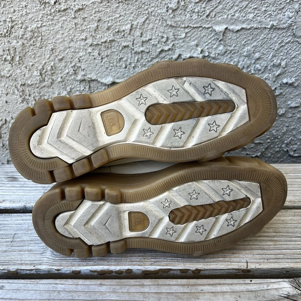 Sorel Shoes Women Size 9 Caribou X Platform Waterproof Sneakers Tan Beige‎ Cream